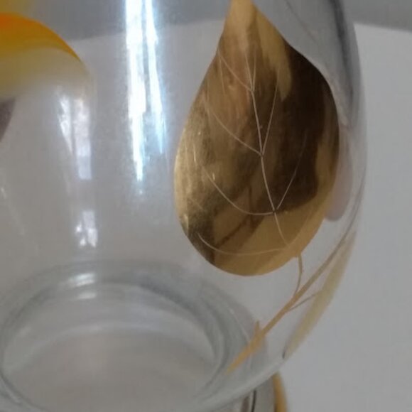 Vintage Decanter Set w Yellow Flowers Gold Trim and 5 Glasses SEE DESCRIPTION - Picture 6 of 15